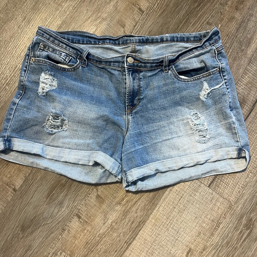 Distressed Blue Denim Women's Shorts